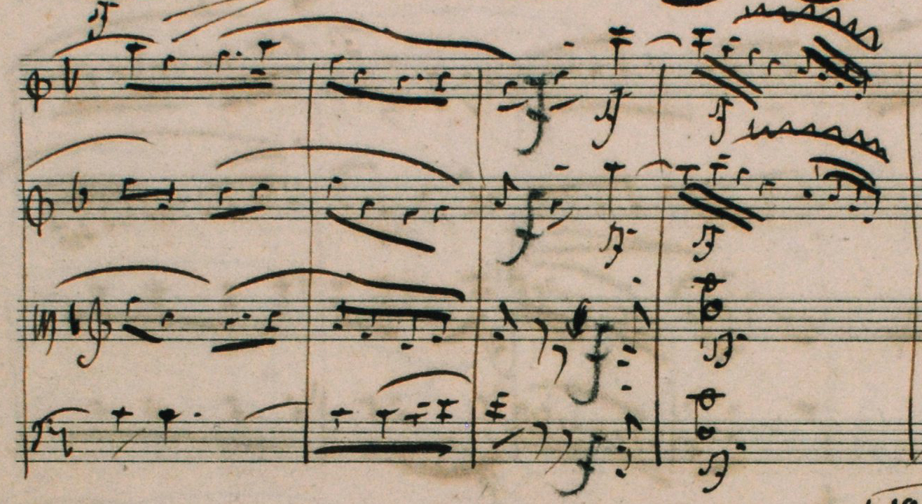 Fig. 2: Autograph score, movement IV: Allegro molto vivace, mm. 180–183